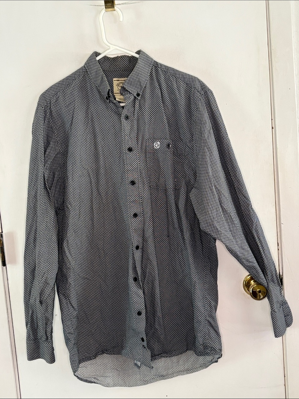 Gunnison Creek Outfitters grey white long sleeve button down western shirt Sz LT